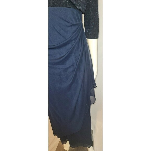 Alex Evenings Navy Blue Draped Column Gown With Bolero Jacket Size 6P - Picture 10 of 16